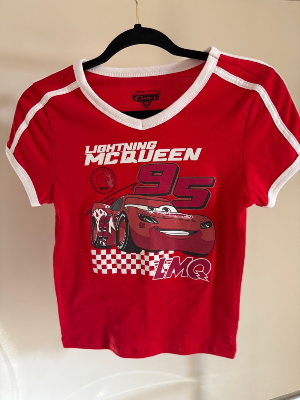 Disney Pixar Lightning McQueen Red V‑Neck Crop Top